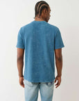 True Religion Ss Pique Mineral Patch Henley Midnight