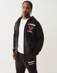 True Religion Pb X Tr Raw Edge Fleece Zip Up Jet Black