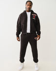 True Religion Pb X Tr Raw Edge Fleece Zip Up Jet Black