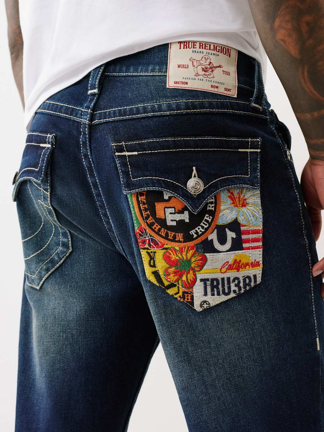 True Religion Ricky Sn Flap Pkt Embr 34In Jackknife Dark Wash-AL Capone Premium