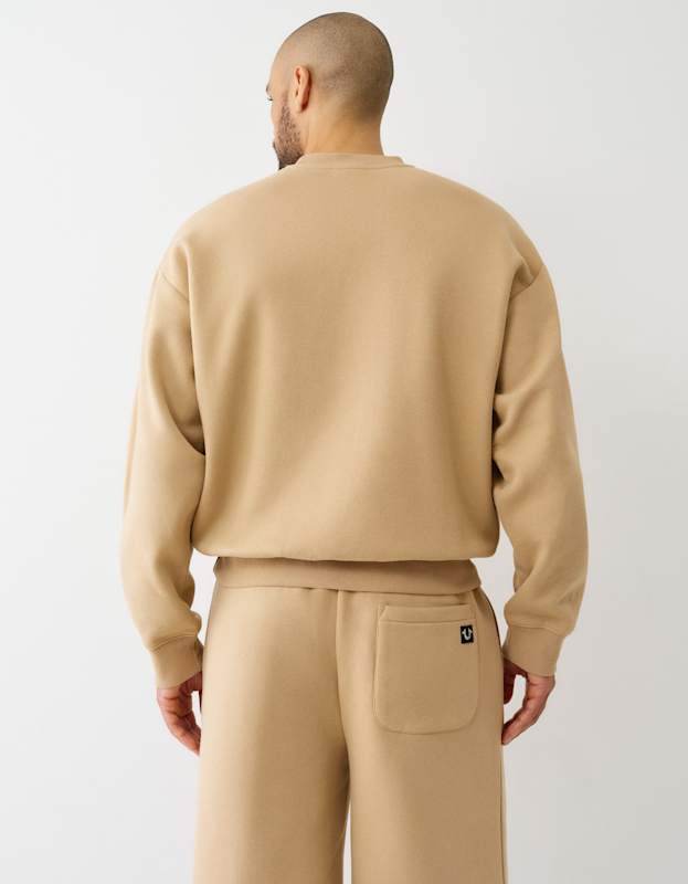 True Religion Script Cinched Sweatshirt Travertine
