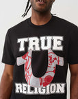 True Religion T-Shirt Terry Applique Jet Black