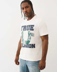 True Religion T-Shirt Terry Applique Winter White