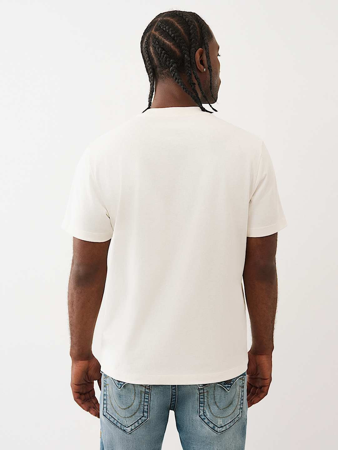 True Religion T-Shirt Terry Applique Winter White