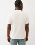 True Religion T-Shirt Terry Applique Winter White