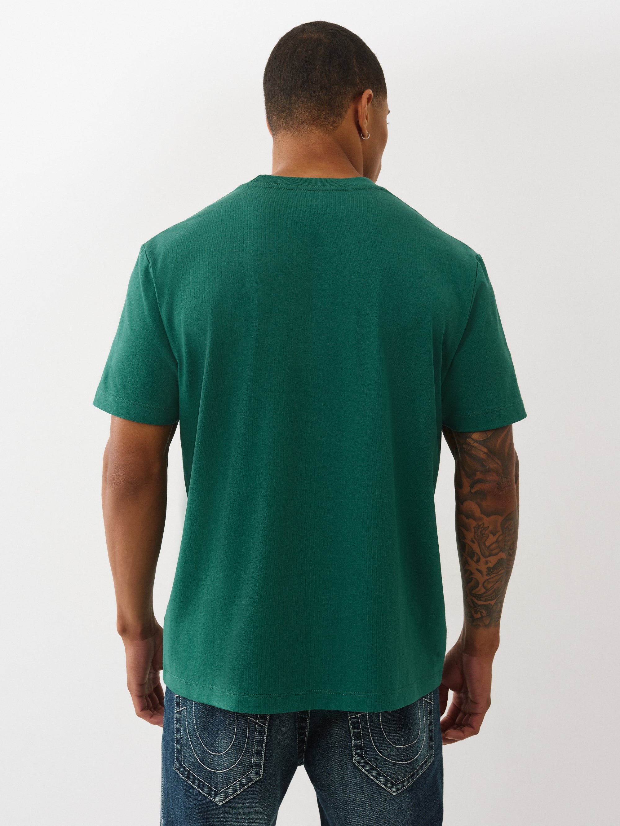 True Religion T-Shirt Terry Applique Evergreen