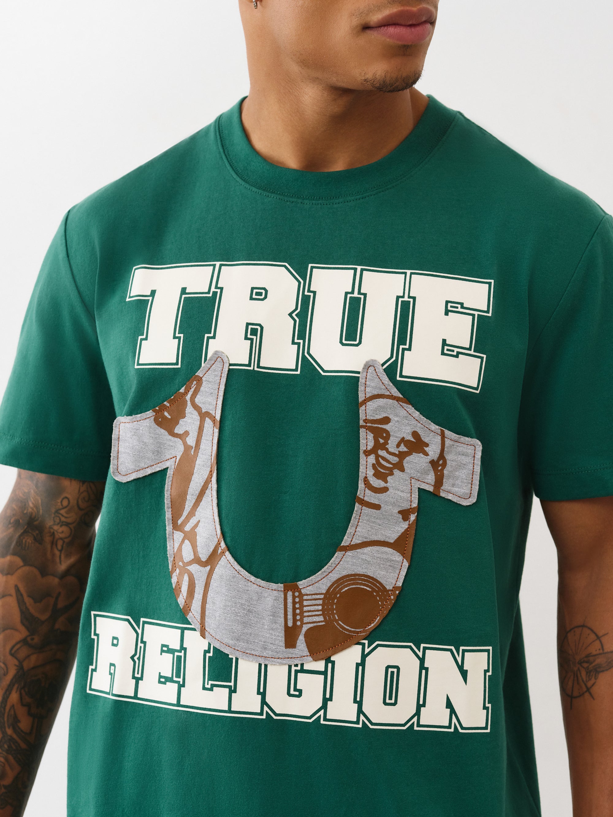 True Religion Terry Applique Tee Evergreen