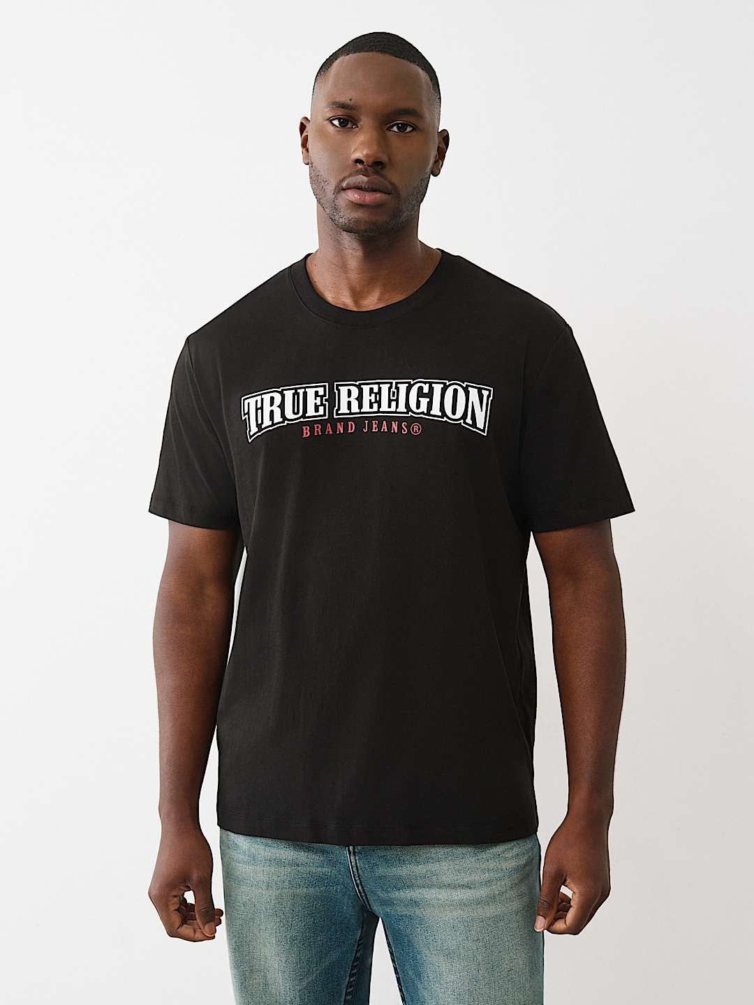 True Religion T-Shirt Ss Flock Buddha Jet Black