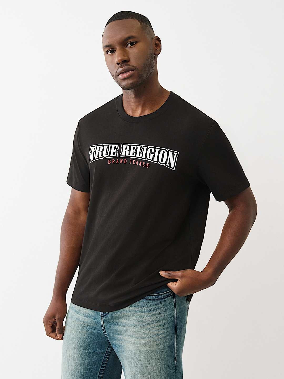 True Religion T-Shirt Ss Flock Buddha Jet Black