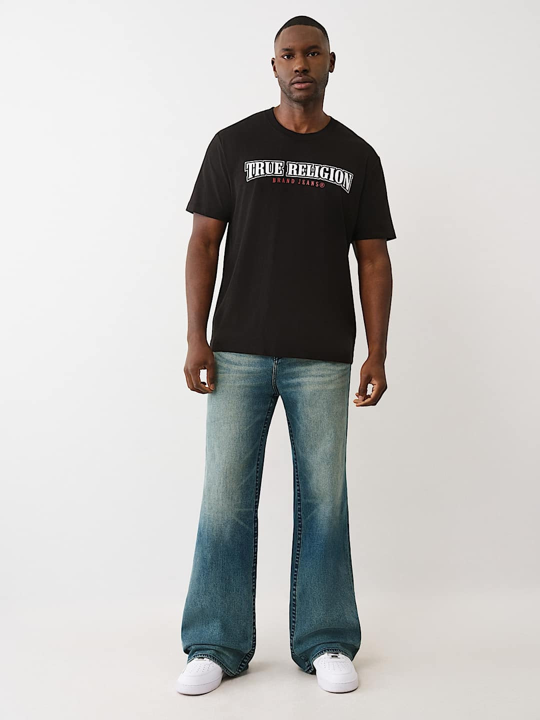 True Religion T-Shirt Ss Flock Buddha Jet Black