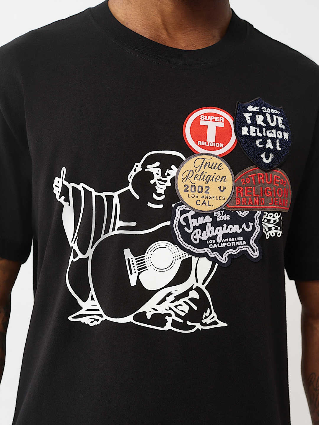 True Religion T-Shirt Patch Buddha Jet Black