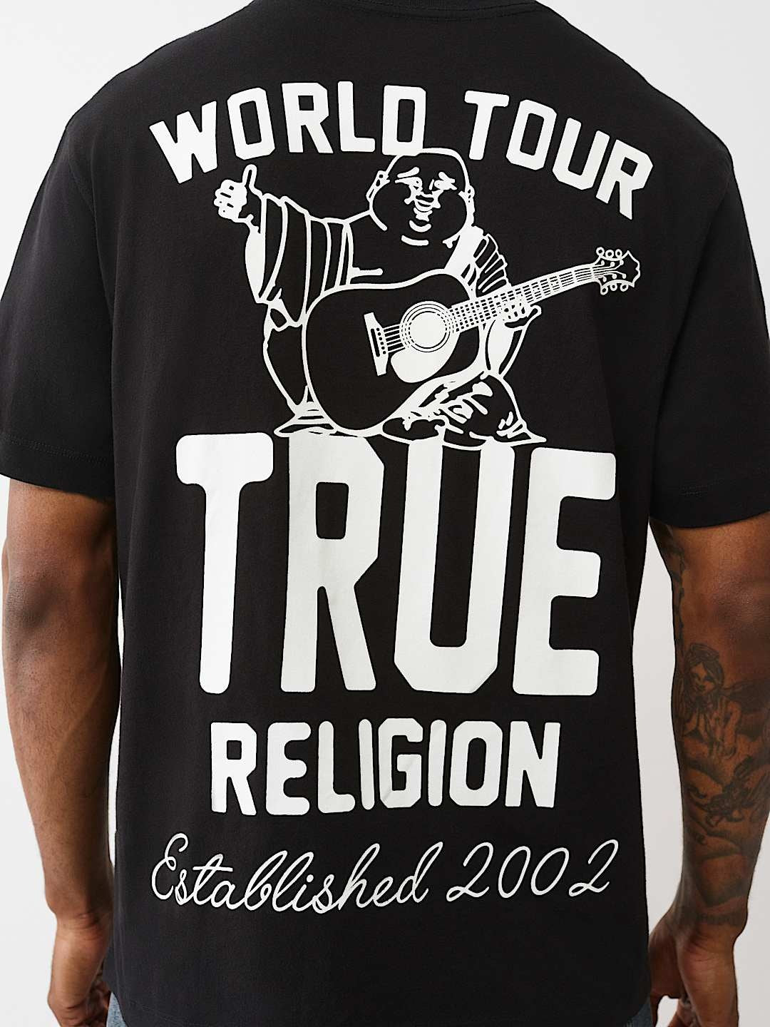 True Religion T-Shirt Patch Buddha Jet Black