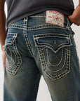 True Religion Ricky Super T Flap 34In Menswear Dark Wash With Rips