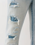 True Religion Jeans Stacked Rocco Big T Nf Travel Breeze Lt Wash W/ Rips