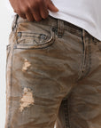 True Religion Stacked Rocco Sn No Flap Bullet Brown Wash With Rips