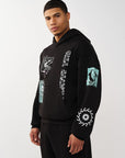 TRUE RELIGION HOODIE GRAPHIC LOGO BOXY JET BLACK
