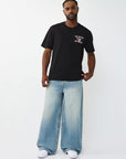 True Religion T-Shirt Ss Mesh Print Buddha Jet Black