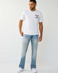 True Religion T-Shirt Ss Mesh Print Buddha Optic White