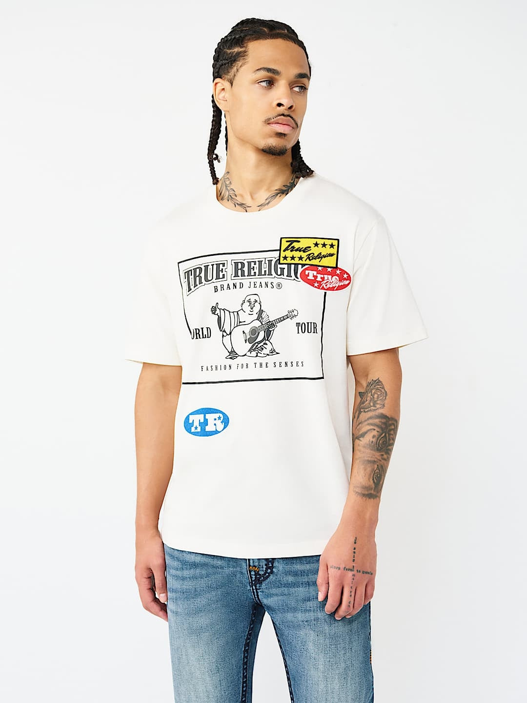 True Religion T-Shirt Ss Logo Patch Srs Winter White