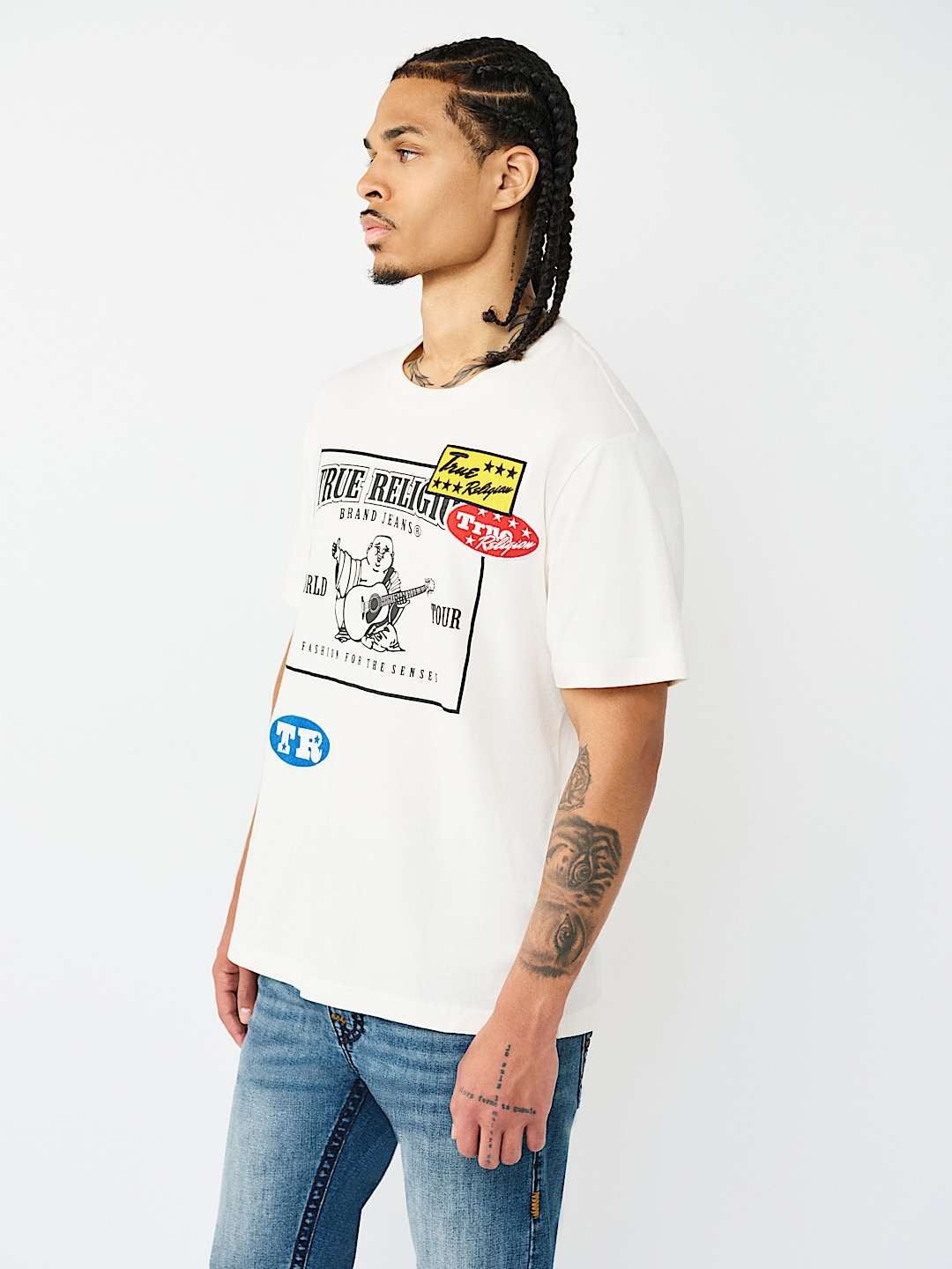 True Religion T-Shirt Ss Logo Patch Srs Winter White