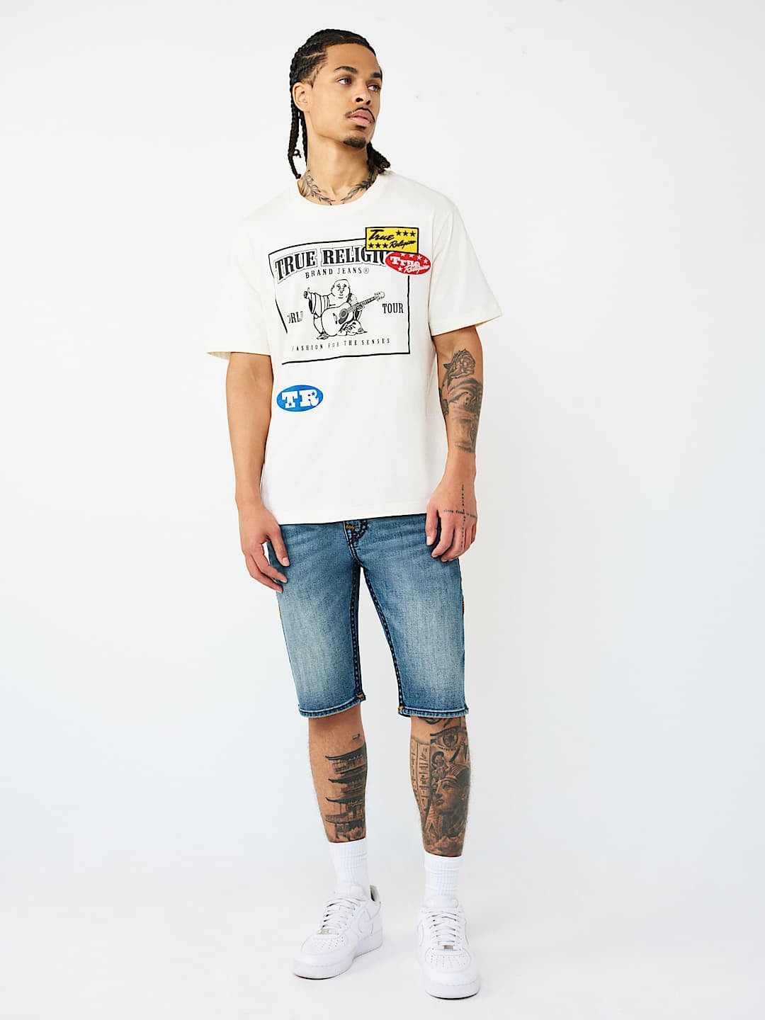 True Religion T-Shirt Ss Logo Patch Srs Winter White