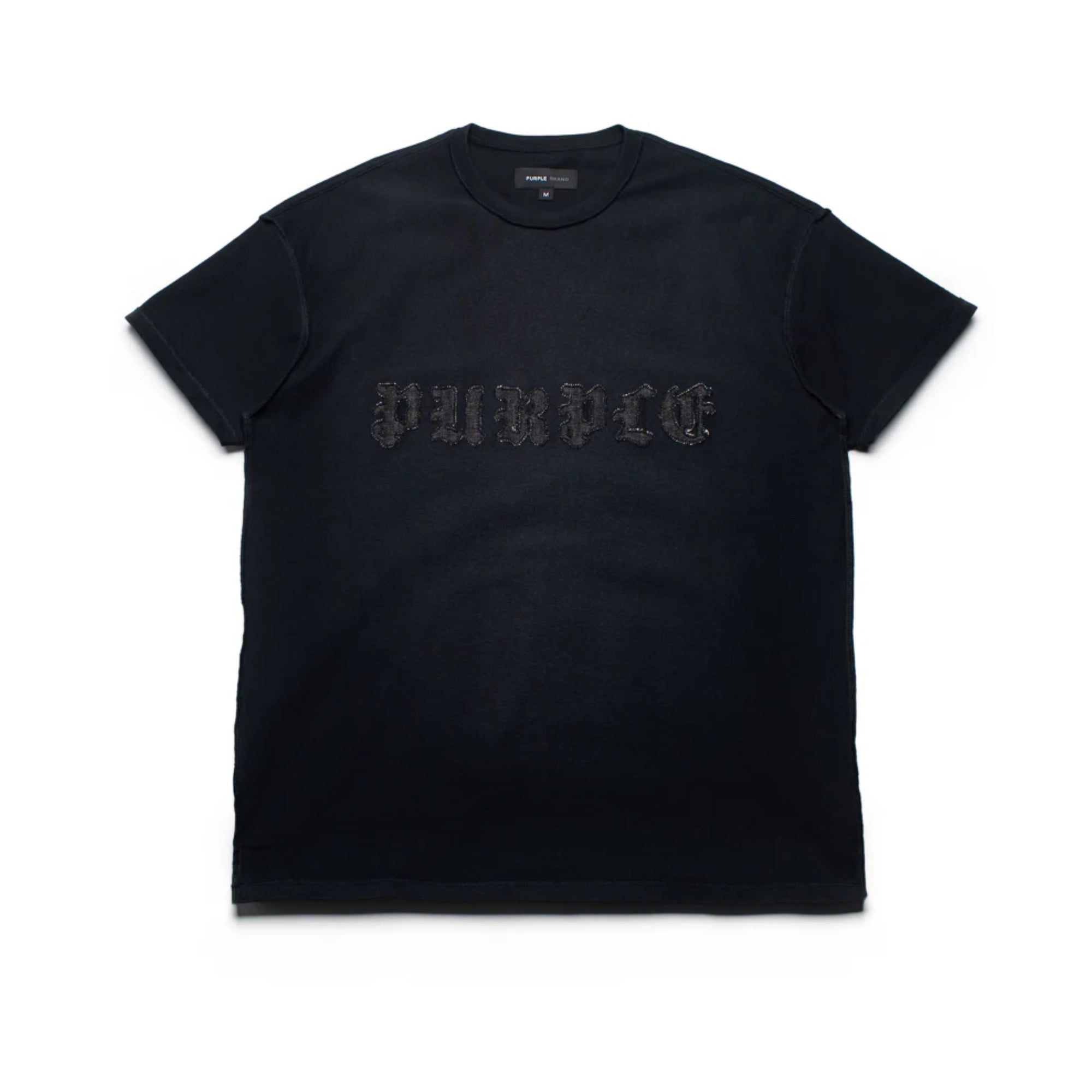 Purple T-Shirt Embroidered Logo Black