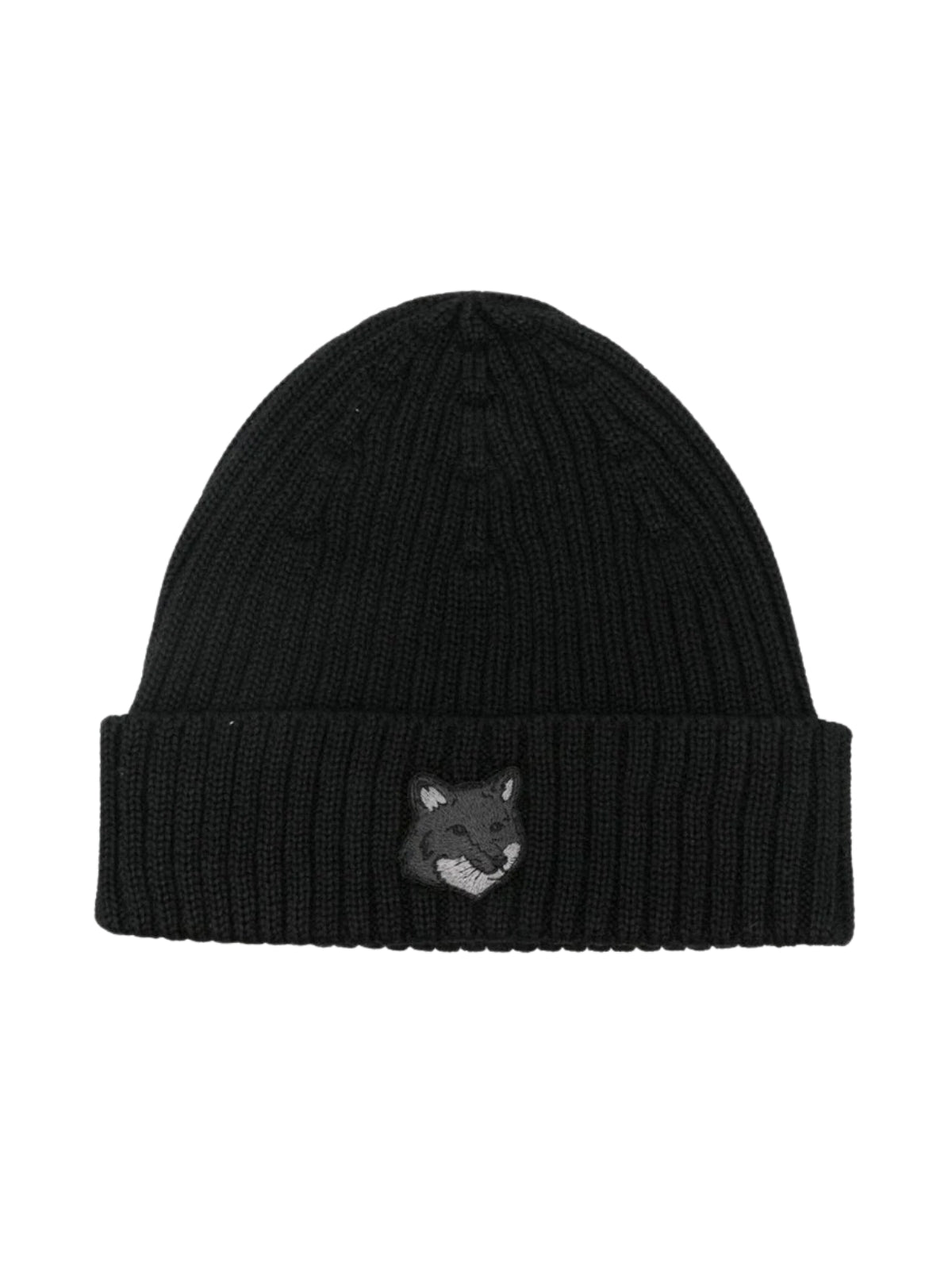 Maison Kitsune Beanie Bold Fox Head Black