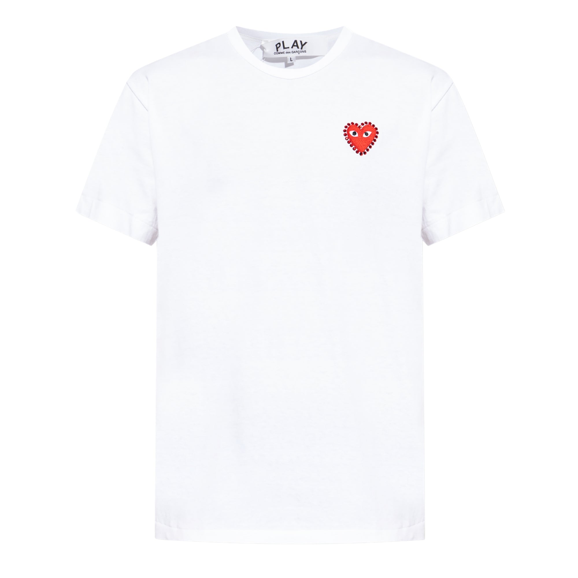 Comme De Garcons Crew Play Studded Heart White-Red