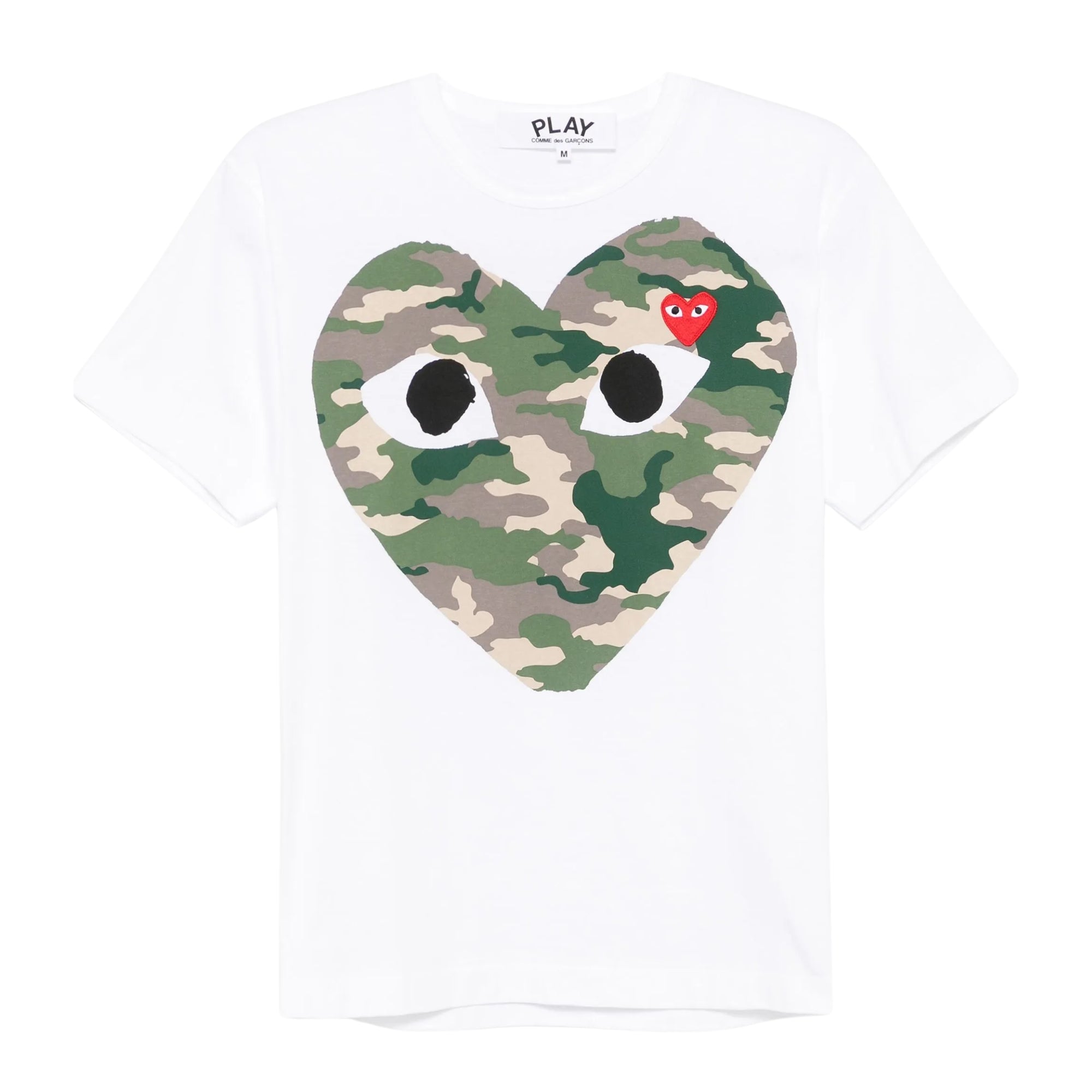 Comme Des Garcons Crew Play Camo Heart White