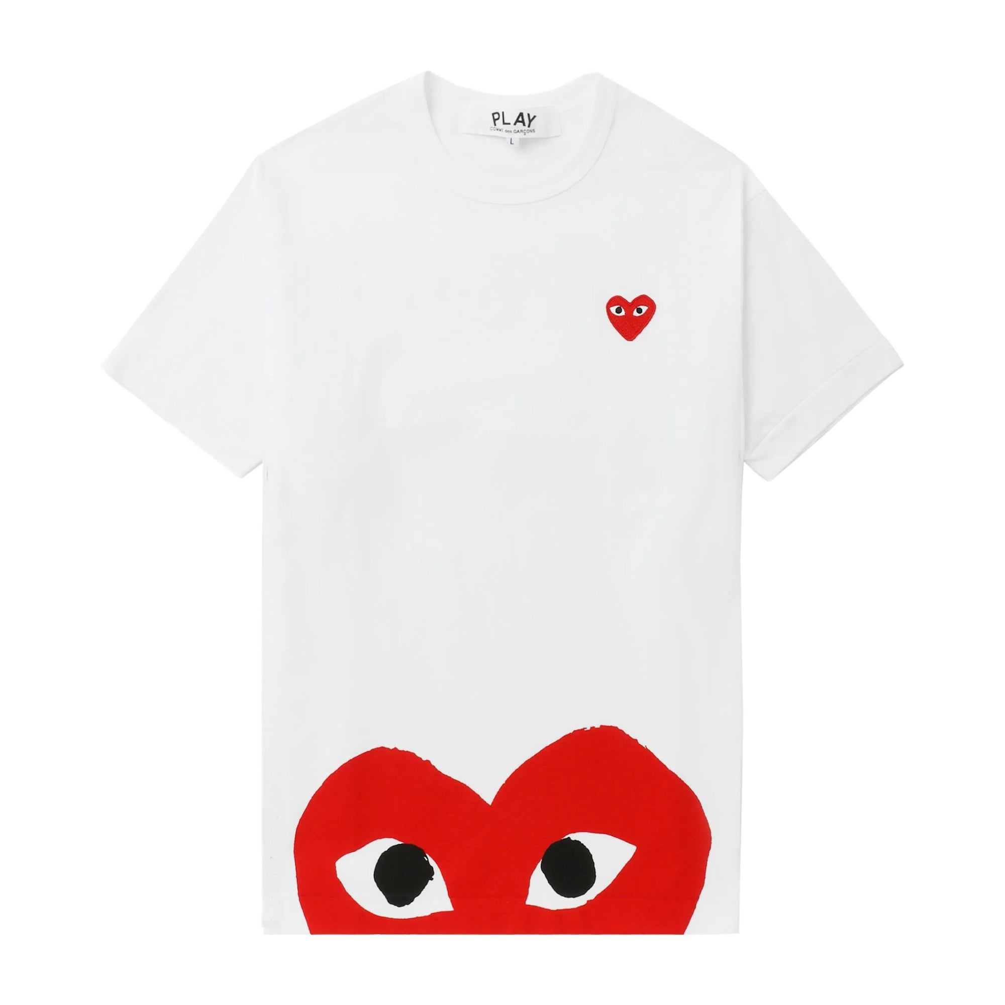Comme De Garcons Crew Play Half Red Heart White