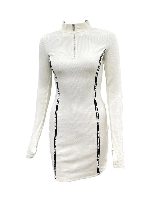 True Religion Dress Mini Zip Up Egret-AL Capone Premium