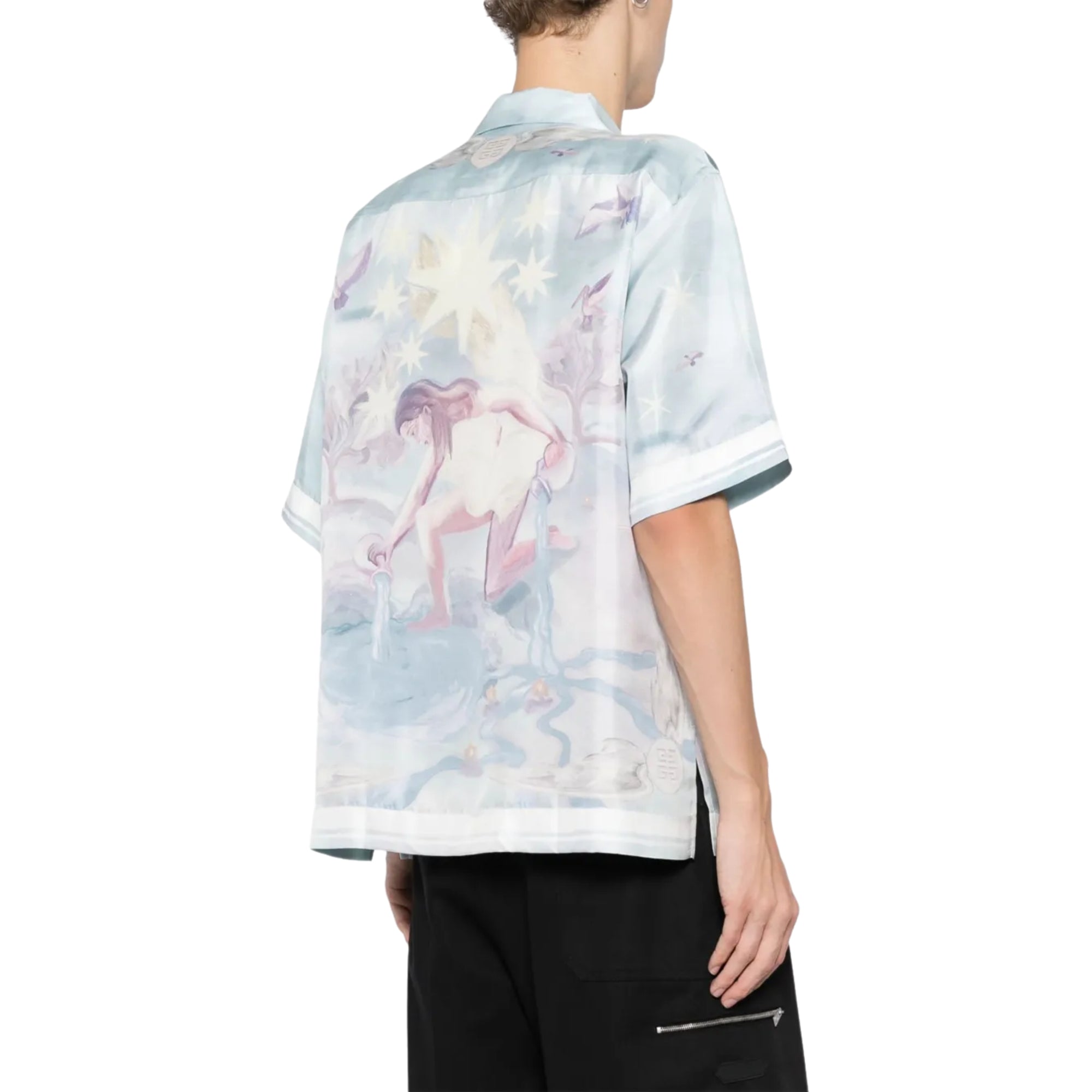 Givenchy Shirt Boxy Fit Printed Silk Blue