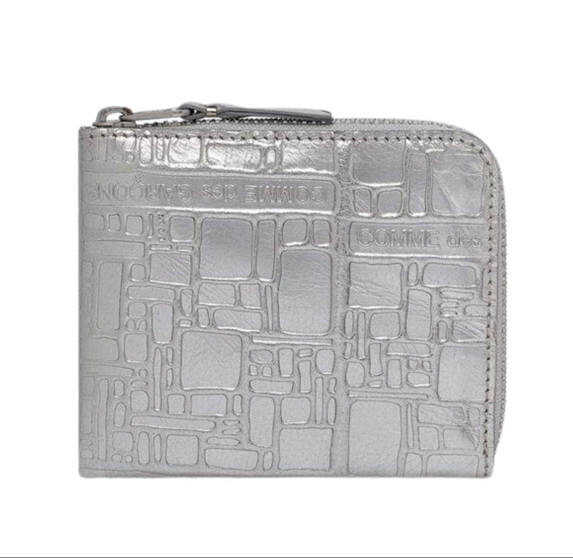 Comme Des Garcons Wallet Embossed Zip Around Logo Grey-AL Capone Premium