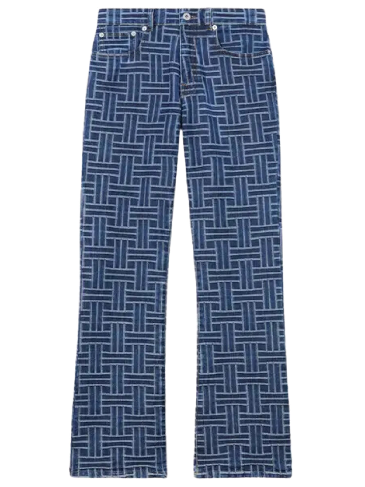 Kenzo Jeans Ladies Weave Bara Cropped Denim Blue