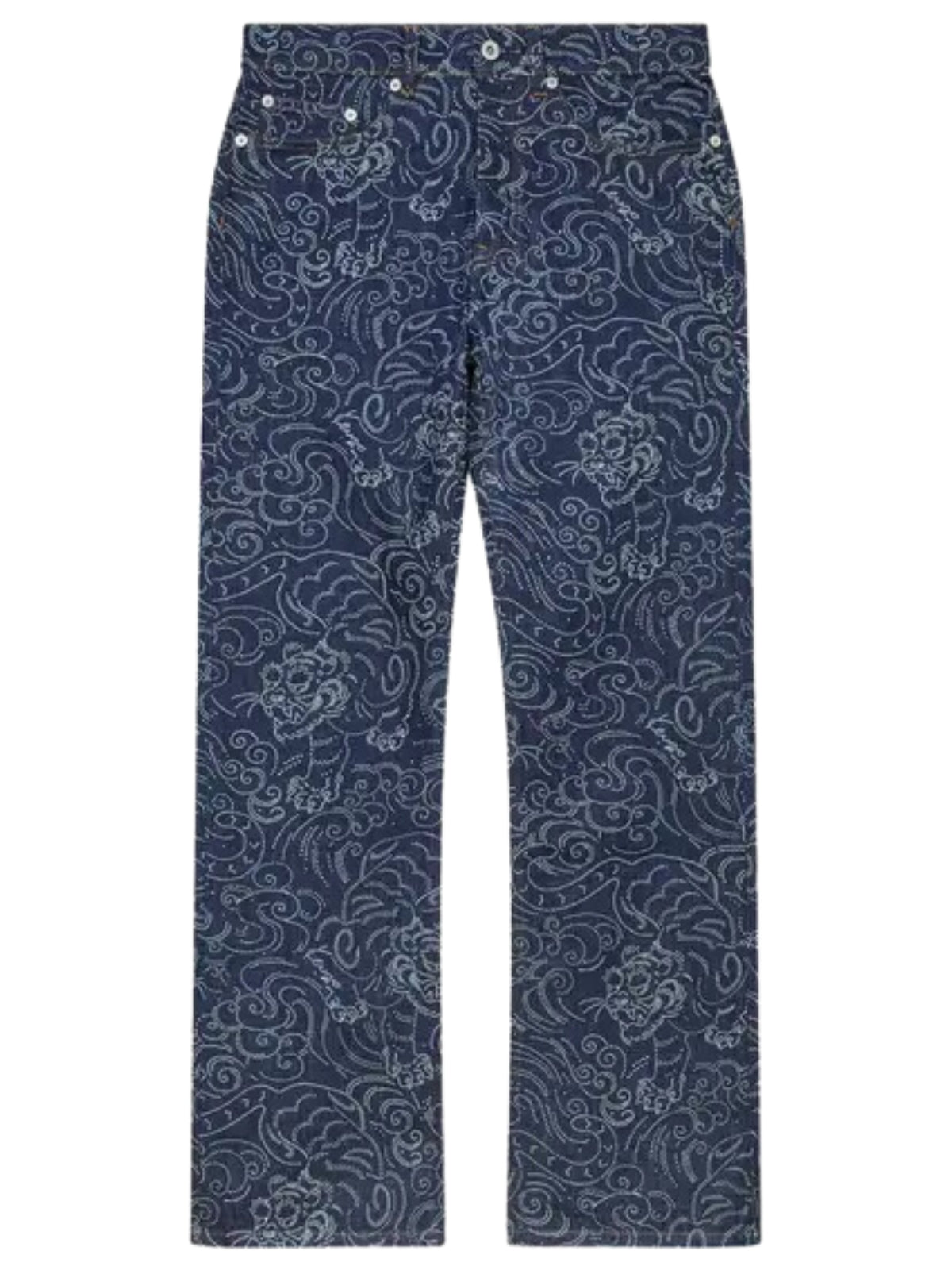 Kenzo Jeans Star Tiger Cropped Denim Blue