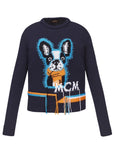 Mcm Sweater Logo Dog Navy-Orange