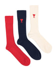 Ami Socks 3 Pack Logo White-Red-Black - 1