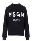 Msgm Sweater Logo White-Black