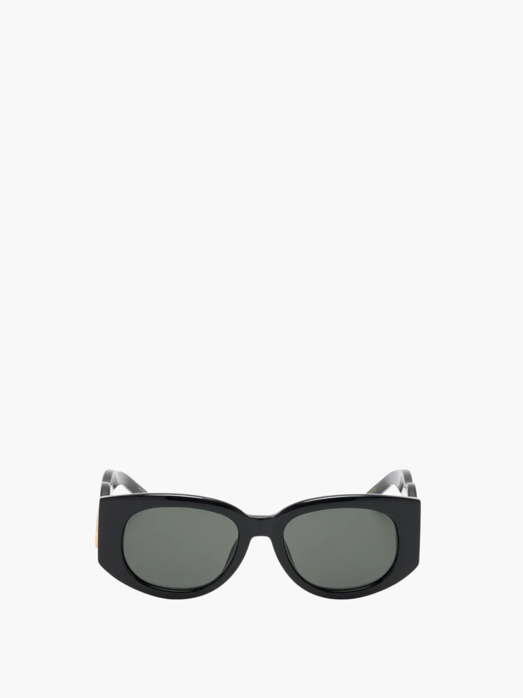 Casablanca Acetate &amp; Metal Oval Wave Sunglasses Black/Yellow Gold/Grey