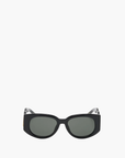 Casablanca Acetate & Metal Oval Wave Sunglasses Black/Yellow Gold/Grey