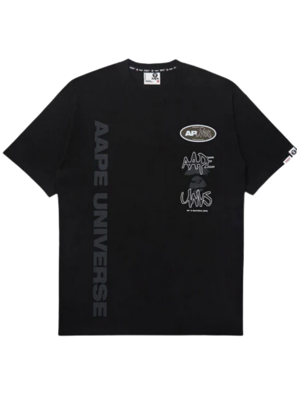 Aape T-Shirt Vertical Logo Black - 1