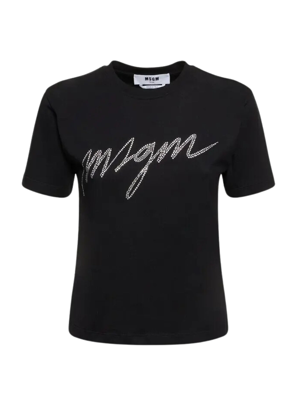 Msgm T-Shirt Ladies Diamante Logo Black - 1