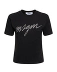 Msgm T-Shirt Ladies Diamante Logo Black - 1