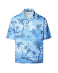 Palm Angels Shirt Sunset Bowling Allover Print Blue