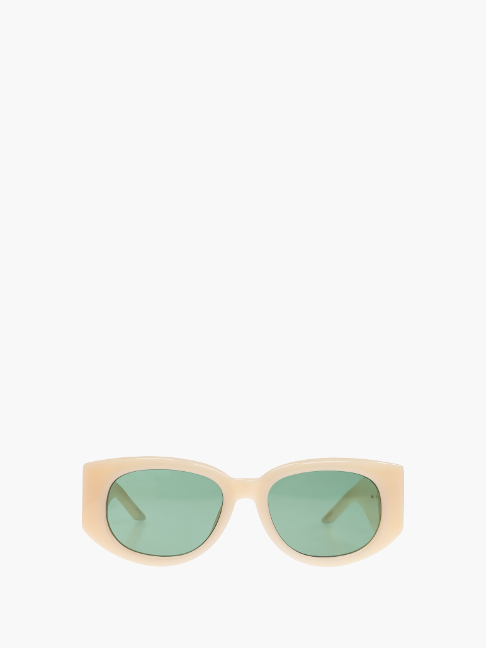Casablanca Acetate &amp; Metal Oval Wave Sunglasses Cream/Yellow Gold/Green