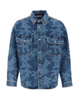 Palm Angels Shirt Allover Logo Denim Blue