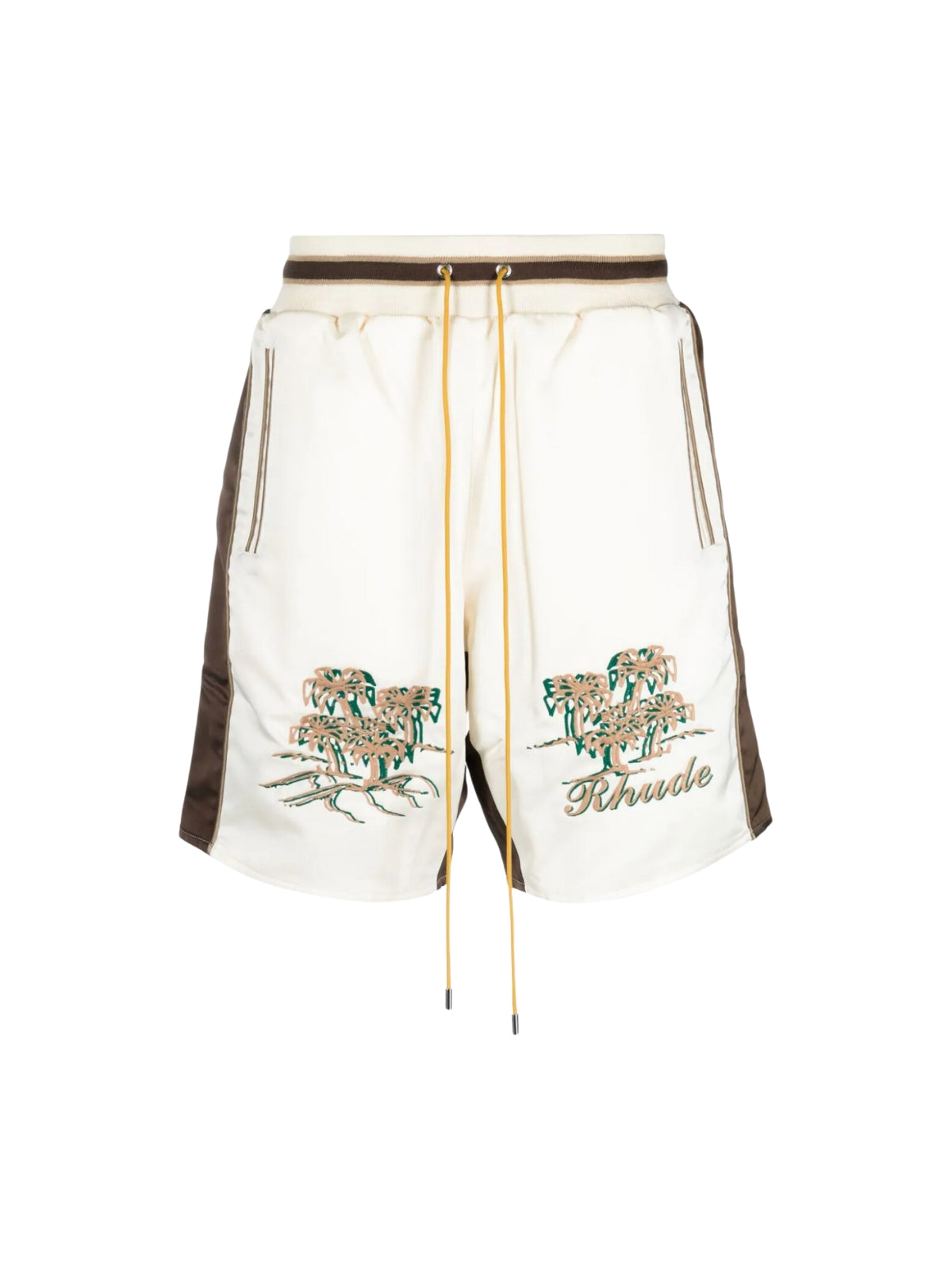 Rhude Shorts Satin Souvenier Ivory-Brown - 1