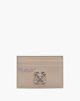 Off-White Cardholder Silver Logo Print Cream