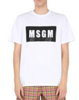 Msgm T-Shirt Block Logo Cream-Black