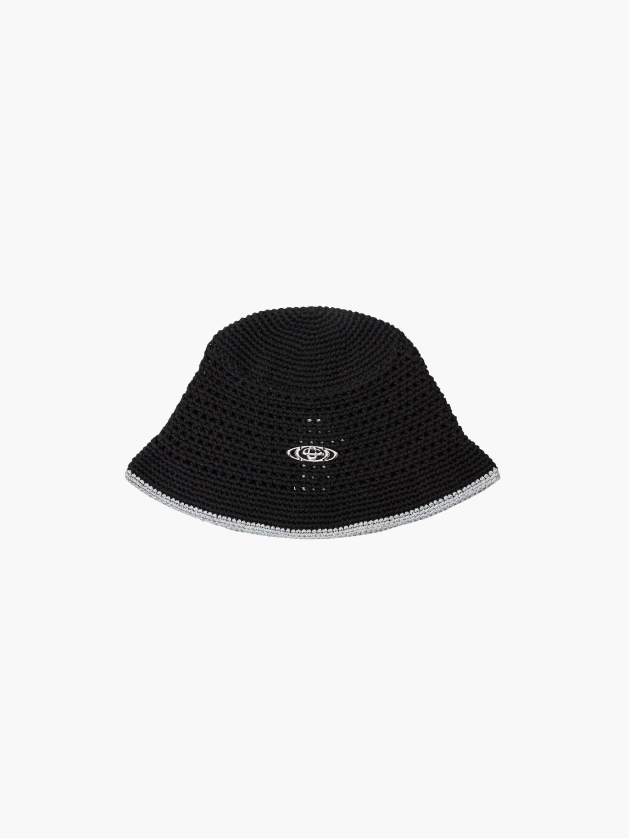 Casablanca Hat Silver Emblem Crochet Black